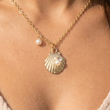 PAULA PEARL CLAM SHELL CHARM NECKLACE
