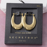 14K GOLD DIPPED PUFFY OVAL HOOP EARRINGS
