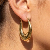 14K GOLD DIPPED PUFFY OVAL HOOP EARRINGS