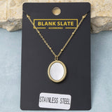 GOLD STAINLESS STEEL MOTHER OF PEARL OVAL NECKLACE