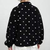 GO TO BLACK POLKA DOT SHERPA FULL ZIP JACKET