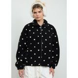 GO TO BLACK POLKA DOT SHERPA FULL ZIP JACKET