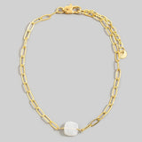 MAIA WHITE SEMI PRECIOUS STONE CHAIN LINK BRACELET