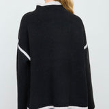ALONG THOSE LINE CONTRAST STITCH KNIT SWEATER