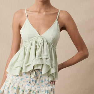 ALWAYS FIRST GREEN RUFFLE TANK TOP