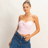 CROSSOVER PINK KNIT TUBE TOP