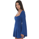 LUCY IN THE SKY ROYAL BLUE FLARE SLEEVE DRESS