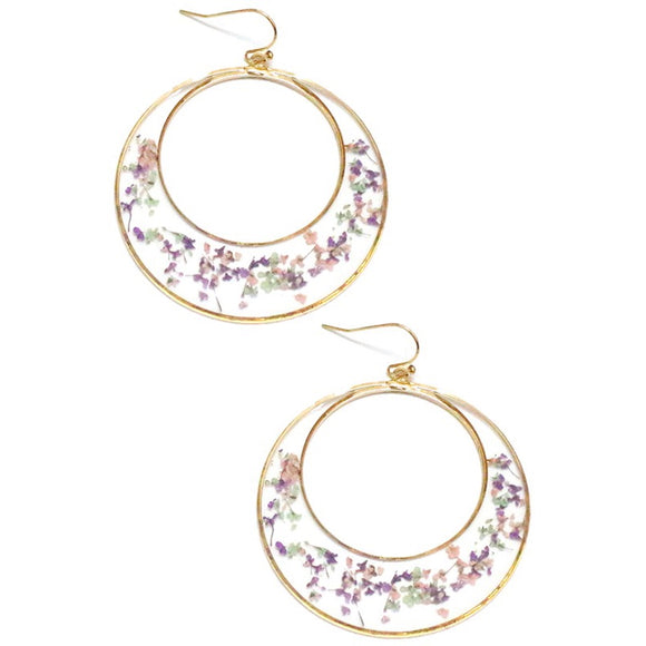 PERSEPHONE PURPLE PRESSED FLOWER DANGLE EARRINGS