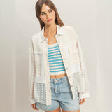 BEIGE PATCHWORK LIGHTWEIGHT SHACKET