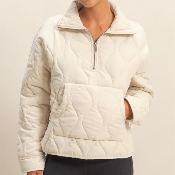 NOT WORRIED QUILTED QUARTER ZIP JACKET