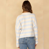 ALL THE TIME YELLOW AND BLUE STRIPED BUTTON UP CARDIGAN