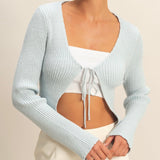 IN TRANSITION BLUE FRONT TIE TOP