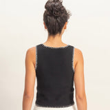 OUT OF THE ORDINARY BLACK CONTRAST STITCH TANK TOP