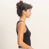 OUT OF THE ORDINARY BLACK CONTRAST STITCH TANK TOP