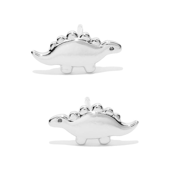 SILVER STEGOSAURUS STUD EARRINGS