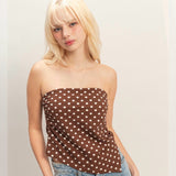 RIGHT ON THE DOT BROWN STRAPLESS TOP