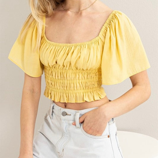 TOO SWEET YELLOW BABY DOLL TOP