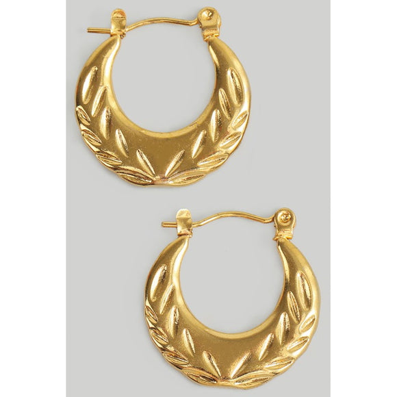 GOLD STAINLESS STEEL LEAF PRESSED HOOPS