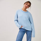 LITTLE LOVE BLUE STRIPED KNIT SWEATER