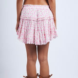 PRETTY PLACES PINK FLORAL MINI SKIRT