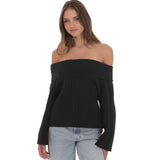LUCY IN THE SKY BLACK OFF SHOULDER SWEATER