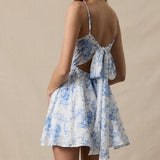 ALL THE SIGNS BLUE FLORAL MINI DRESS