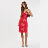 WHEN IM WITH YOU RED FLORAL MIDI DRESS