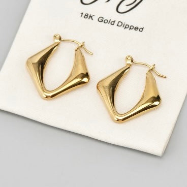 18K GOLD TRIANGLE HOOP EARRINGS