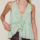 BETTER BELIEVE SAGE RUFFLE TANK TOP