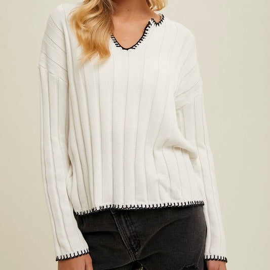 THINKING OUT LOUD OUT STITCH SWEATER