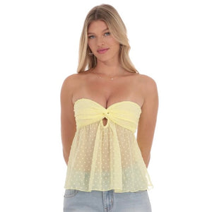 LUCY IN THE SKY YELLOW SWISS DOT TOP