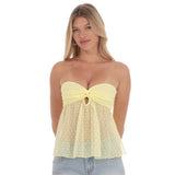 LUCY IN THE SKY YELLOW SWISS DOT TOP