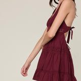 TIME TO GO BURGUNDY LACE MINI DRESS