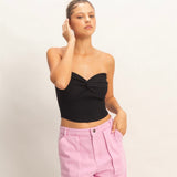 CROSSOVER BLACK KNIT TUBE TOP