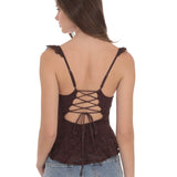 LUCY IN THE SKY BROWN LACE TOP