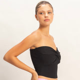 CROSSOVER BLACK KNIT TUBE TOP