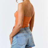 ALL MINE ORANGE FRONT TWIST TOP
