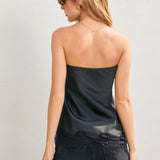 IM GOING BLACK LACE TRIM STRAPLESS TOP