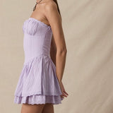 SITUATIONS PURPLE STRAPLESS RUFFLE MINI DRESS