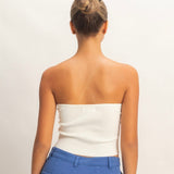 CROSSOVER WHITE KNIT TUBE TOP