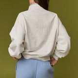 VARSITY CLUB GRAY PLAID TRIM QUARTER ZIP SWEATSHIRT