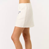 FROM THE FRONT EMBROIDERED MINI SKIRT