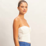 CROSSOVER WHITE KNIT TUBE TOP