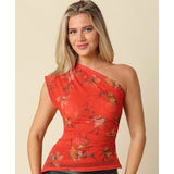 EVERYTHING NICE ONE SHOULDER FLORAL TOP