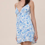 REMEMBER IT LATER BLUE PATTERNED MINI DRESS