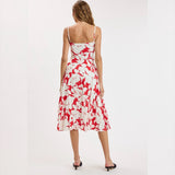 KNOW ME RED FLORAL MIDI DRESS