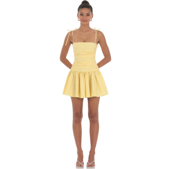 LUCY IN THE SKY YELLOW DROP WAIST DRESS
