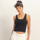 OUT OF THE ORDINARY BLACK CONTRAST STITCH TANK TOP