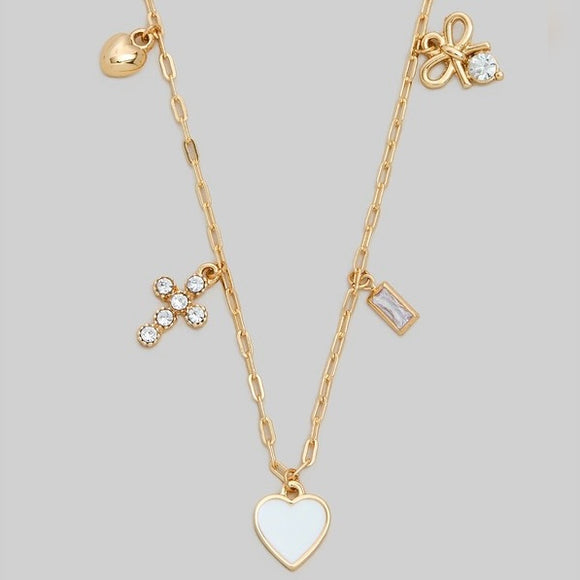VANNA GOLD HEART CHARM NECKLACE