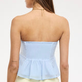 FESTIVAL SEASON BLUE LACE STRAPLESS TOP
